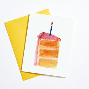Carte de gâteau d'anniversaire aquarelle, cartes de voeux faites main, ami de carte d'anniversaire, cartes de joyeux anniversaire, carte d'anniversaire pour enfant, pour meilleur ami