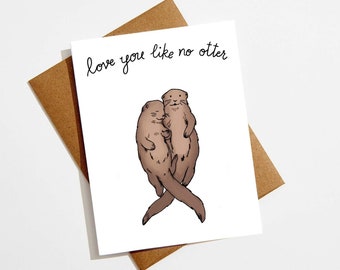 Punny Otter Anniversary Card: Woodland Love Greeting
