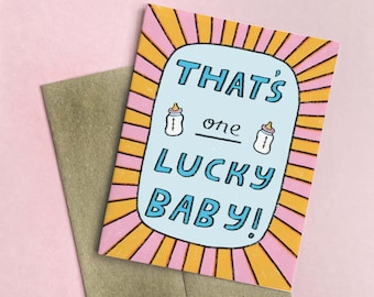 New Parents Card | Baby Shower Card | Funny New Parents Card | Mom Dad Card | Lucky Baby Card