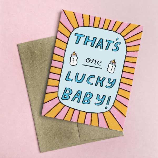 New Parents Card | Baby Shower Card | Funny New Parents Card | Mom Dad Card | Lucky Baby Card