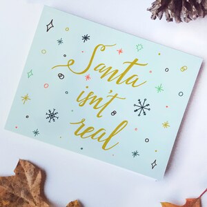 Cartão de Natal Sassy | Cartão de Natal do Papai Noel | Cartão de Natal Sassy | Cartão de Natal Inadequado | Cartão Papai Noel Não É Real