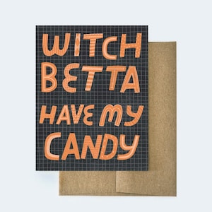Funny Halloween Card, best friend halloween, Witch Aesthetic, Trick or Treat, Spooky Shops, Snarky Greeting Cards, Bulk Greeting Cards