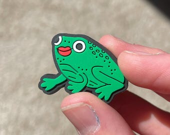 Green Frog Shoe Charm, Spunky Shoe Clip