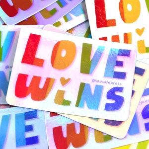 Love Wins LGBTQ Pride Sticker, rainbow sticker, Gay stickers, Holographic Sticker, Gay Pride, Decals for Tumbler, motivational decals