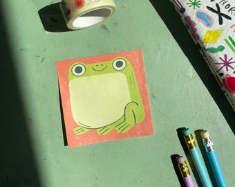 Frog Sticky Notes, Cute Kawaii Stationery, 3x3 inch Notepad