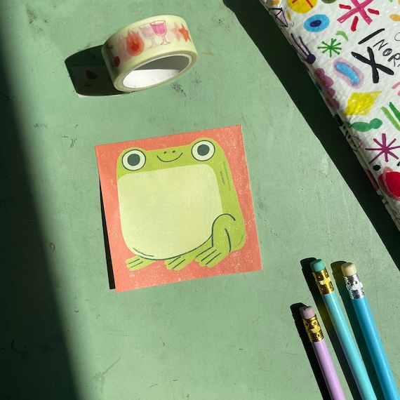 Frog Sticky Notes, Kawaii Stationery, 3x3 inch Notepad