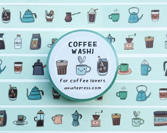 Coffee Lover Gift, Washi Tape, Kawaii, Stationery Lover, Latte Art
