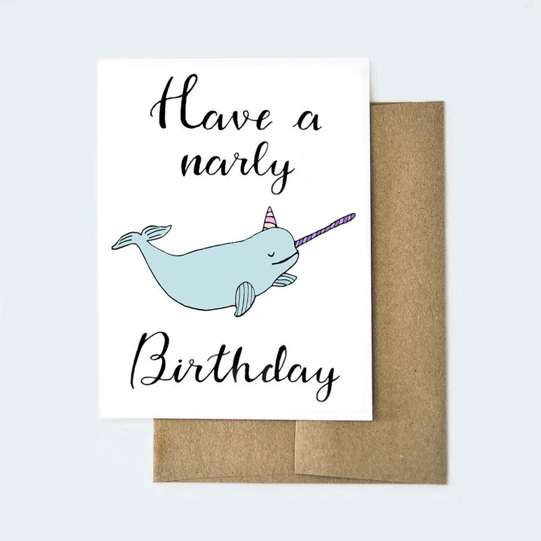 Narwhal Birthday Card Cute Animal Card Friend Birthday Card - Etsy
