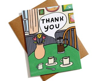 Illustrated Coffee Thank You Card Set: Cozy Note Cards