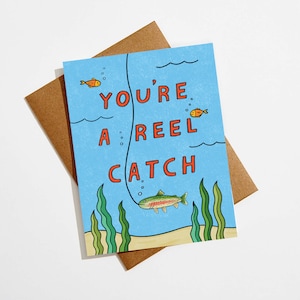 Reel Catch Valentinstag Karte, Karte zum Fischen, Karte für Mann, Karte zum Valentinstag, Karte für Ihn