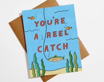 Reel Catch Valentine's Day Card | Fishing Card | Card for Husband | Fishing Valentine's Day Card | Punny Card | Card for Him