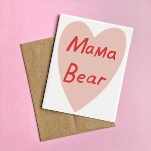 Tarjeta de Mamá Osa, Feliz Día de la Madre, Tarjeta para Mamá, Tarjeta para el Dulce Día de la Madre, Tarjeta para Padres