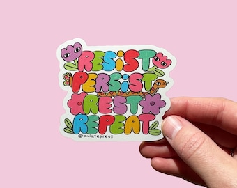 Rainbow Resistance Sticker, Protest stickers, Feminist Decal, Glossy Water Bottle Stickers, Anti Trump Merch