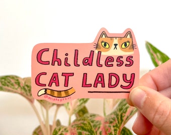 Childless Cat Lady Sticker: Feminist Political Decal