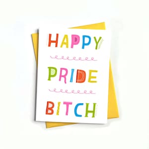 Gay Card, carte de voeux, Gay Pride, amour queer, fierté lesbienne, décoration de fierté, art de la fierté gay, carte de garce, carte arc-en-ciel, fierté LGBTQ