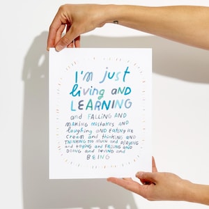 Typography Poster, Inspirational Poster, Motivational Gift, Cute Art Print, Blue Art Print, Positive Wall Art, Live and Let Live
