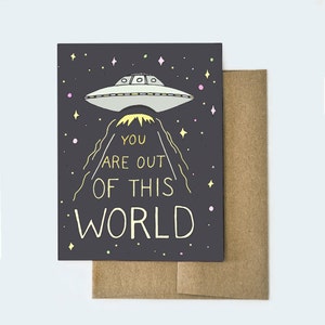 Space Anniversary Card, X-bestanden, UFO, ik wil geloven, buitenaardse minnaar, liefdeskaart, kaart voor vriend, kaart voor vriendin