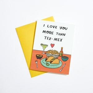 Tex Mex, Tarjeta de aniversario, Tarjeta de amor divertida, Tarjeta de comida, Guacamole sagrado, Chips de queso, Te amo más que, Tarjeta de amistad, Tarjeta para esposo