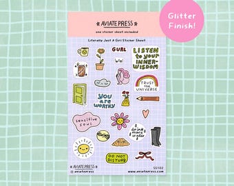 Small Self Care Stickers for Planner, Junk Journal Stickers, Glitter Decals, Girly Stationery, Kawaii Gift