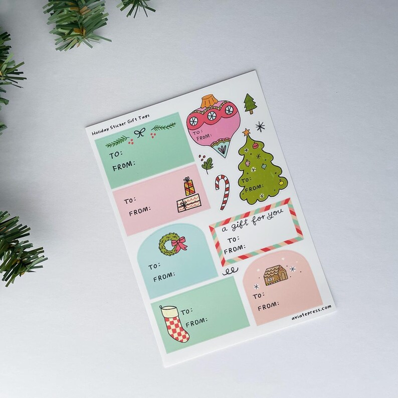 Holiday Sticker Gift Tags, Festive Christmas Stickers (set of 3) - Etsy