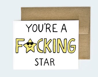 Fucking Star Card | Funny Congratulations Card | Proud of You Card