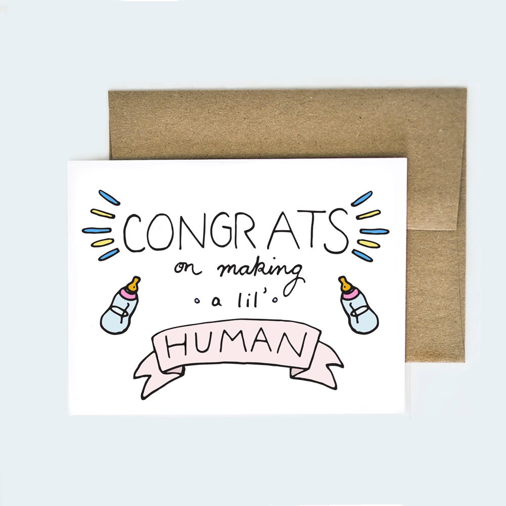 Congratulations Card Baby Funny Baby Greeting Card New Etsy