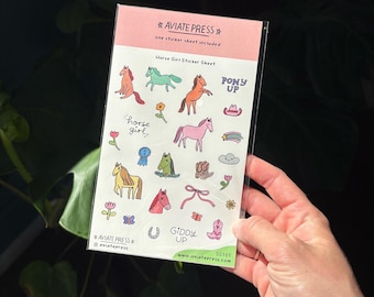 Kawaii Love Stickers, Journal Planner Decals, Horse Girl Aesthetic, Small stickers for Hobonichi, Horse Stickers