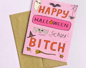 Tarjeta de Halloween de bruja divertida: regalo espeluznante para tu mejor amiga