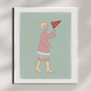 Feminist Art Print: Girl Power Illustration, Neutral Gallery Wall