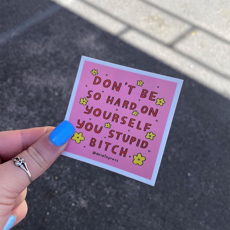 Funny pink self care sticker