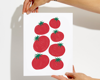 Tomato Art | Art Print | Food Print | Kitchen Art | Kitchen Decor | Wall Hangings | Wall Art | Tomatoes | Kitchen and Dining Art