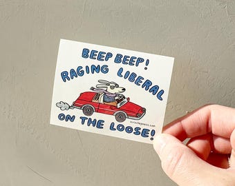 Raging Liberal Sticker, Feminist Decal, Anti Trump, Social Justice