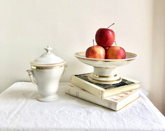 Sugar bowl and fruit bowl in old French porcelain from Paris