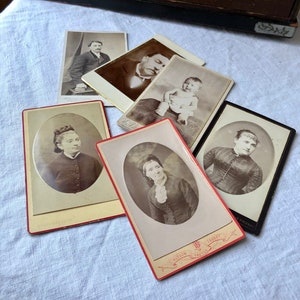 Partia 6 starych portretów fotograficznych z XIX wieku w formacie karty