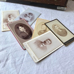 Lot de 6 portraits photos anciens du XIXe siècle format carte