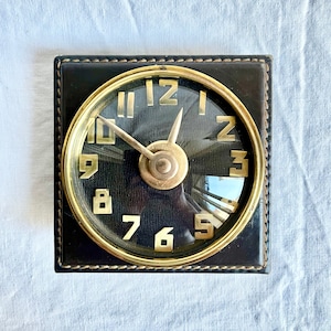 Paul Dupré Lafon Art Deco mechanical leather alarm clock