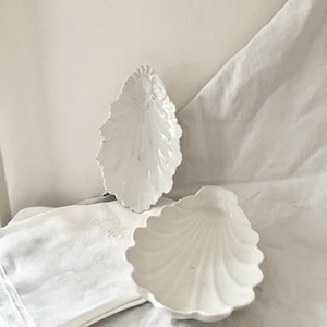 Set of two antique French white porcelain dishes