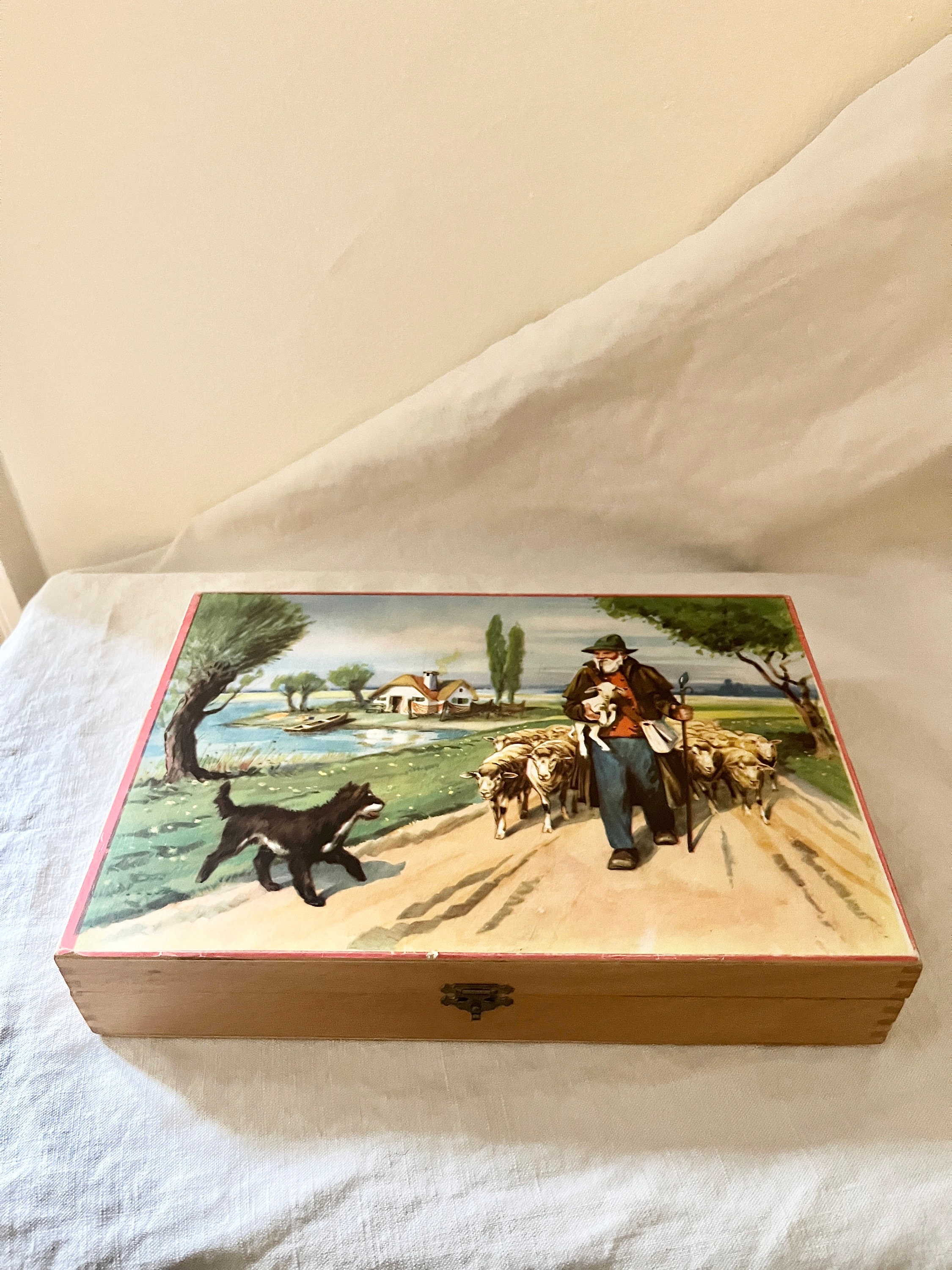 Jeu De Cubes En Bois Vintage Complet - Avec Sa Boîte D'origine, Occasion