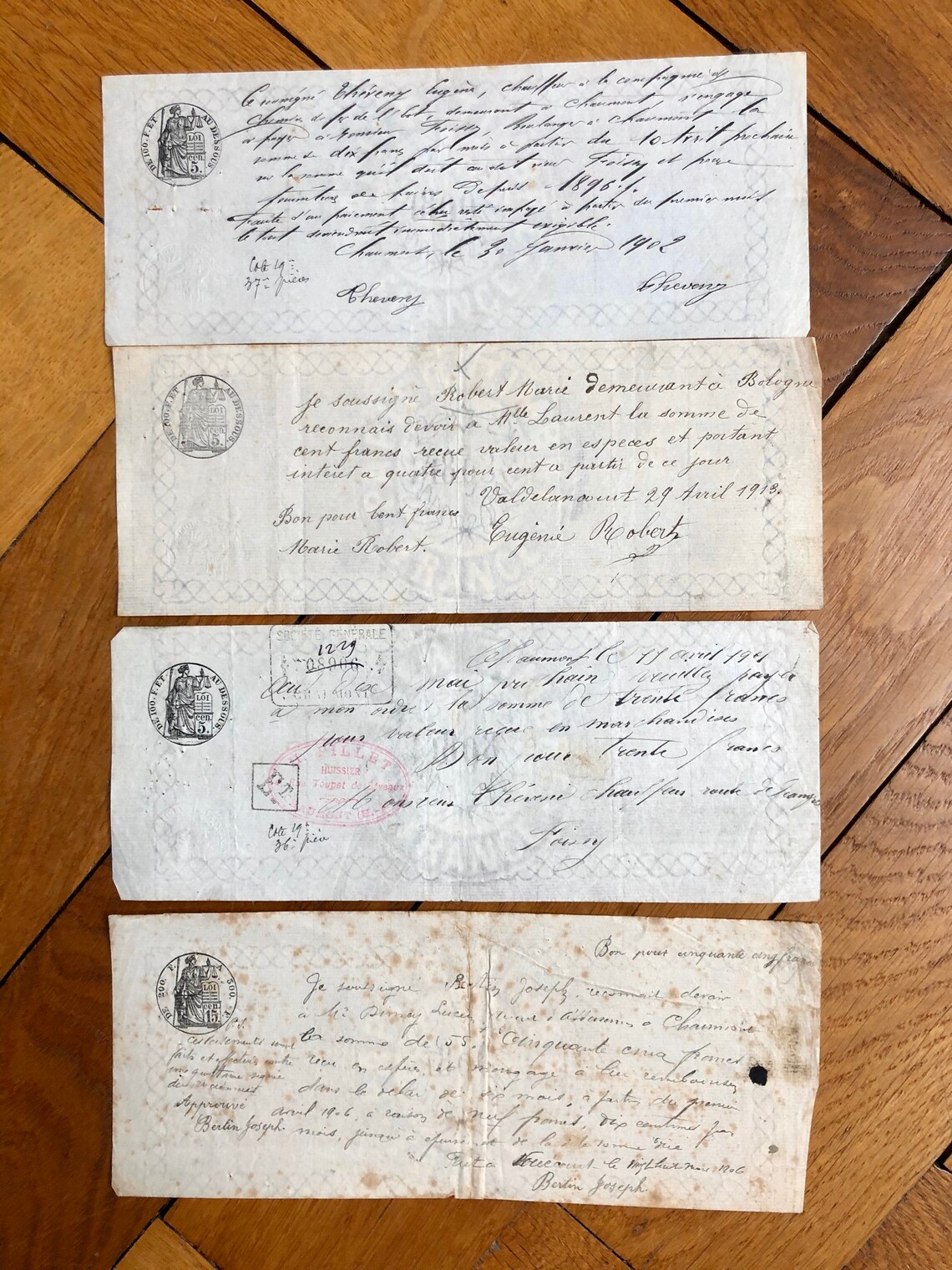 12 lettres de change sur papier filigrané Etsy France