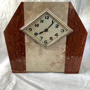 Art Deco clock in pink marble