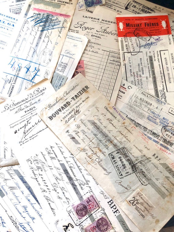 15 French Bank Cheques And Bills On The Theme Of Food And Etsy