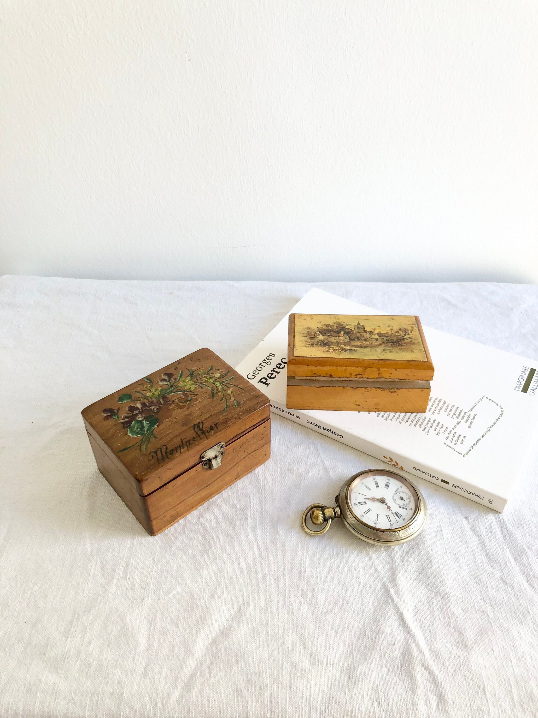 Set of 2 small old French boxes 1900