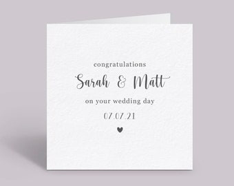 Congratulations On Your Wedding Day / Engagement Card - Personalised Wedding Greeting Card - Engagement Keepsake Card // 6x6 blank inside