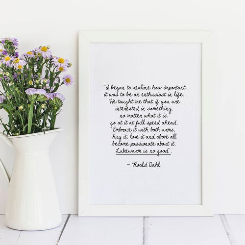Roald Dahl Enthusiast Framed A4 / 5x7 Quote Print I Began to Etsy UK