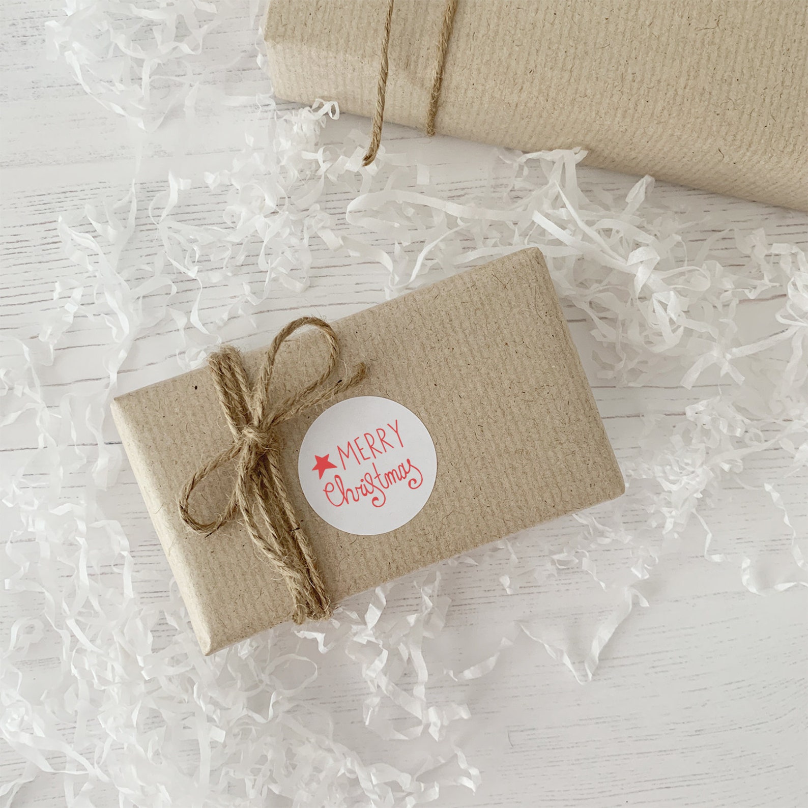 MERRY CHRISTMAS STICKERS Red With a Star Design Gift - Etsy UK