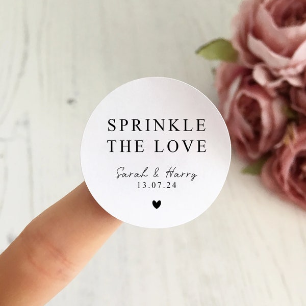 Sprinkle The Love // Modern Wedding Stickers, Confetti Stickers, Custom Wedding Labels, Personalised Wedding, DIY Confetti, Natural Wedding