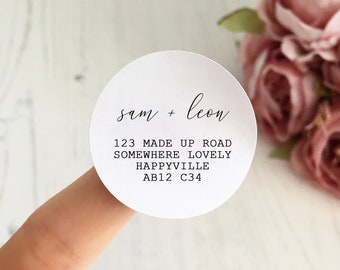 RETURN ADDRESS Stickers - New Home Address Labels, Pretty Mailing and Packaging Stickers, Wedding Rsvp Address Labels, Circle Round Labels