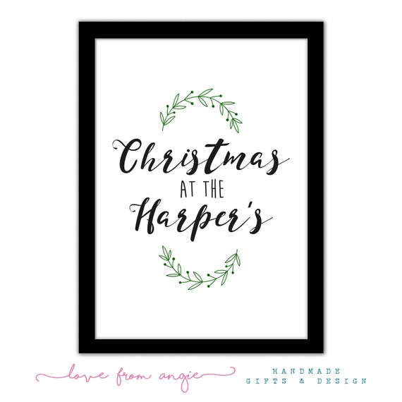 Items similar to CHRISTMAS AT THE&hellip; - Typography Framed A4 Print - Family Surname Last Name