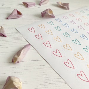 Heart Stickers in Rainbow Colours - 88 Per Sheet, 22mm Circle Labels // Bullet Journal Stickers, Scrapbook Stickers