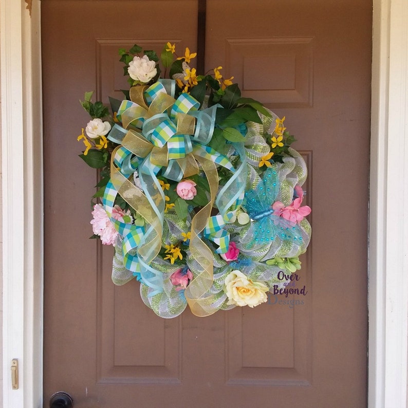 Wreaths for front door Butterfly wreath Door wreath Mesh wreath Spring wreath Wreaths for Spring Whimsical wreath Spring mesh wreath